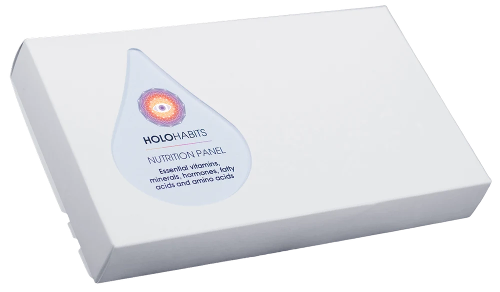 The Holohabits nutrition panel test kit box